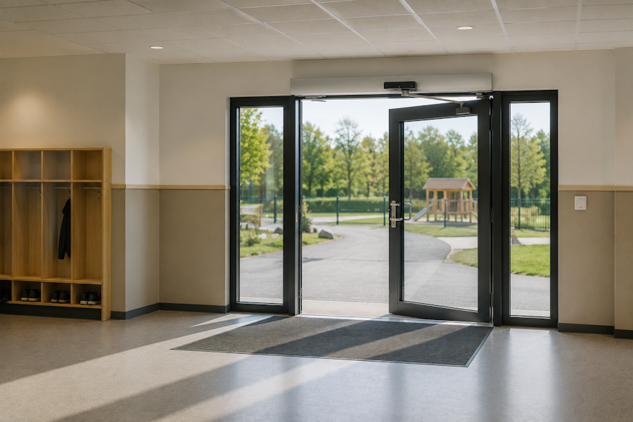 Dørautomatikk for skoler og barnehager – krav, klemfare og lovpålagt service