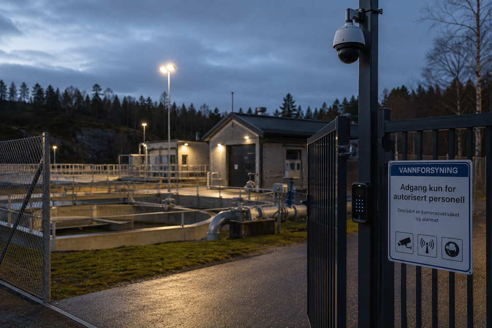 Fysisk sikkerhet for vannbehandlingsanlegg – adgangskontroll, kamera og perimetersikring