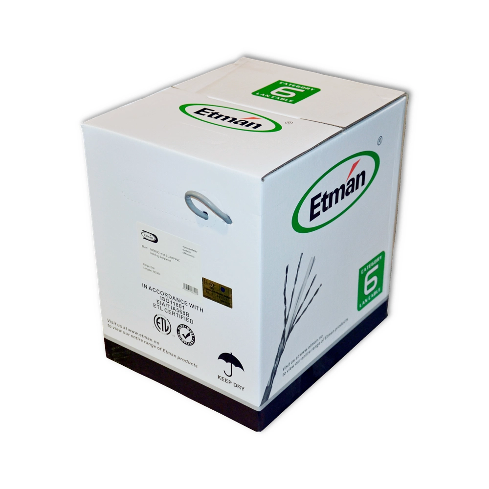 CAT6 U/UTP PVC GRÅ TREKK OG KAPP-ESKE 305M
