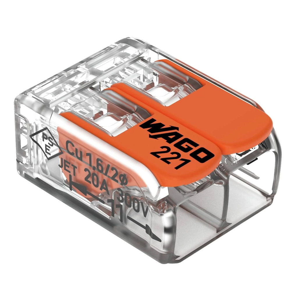 INNSTIKK WAGO S-221 2X0,14-4MM SERIE 221 ÅPNINGSBAR