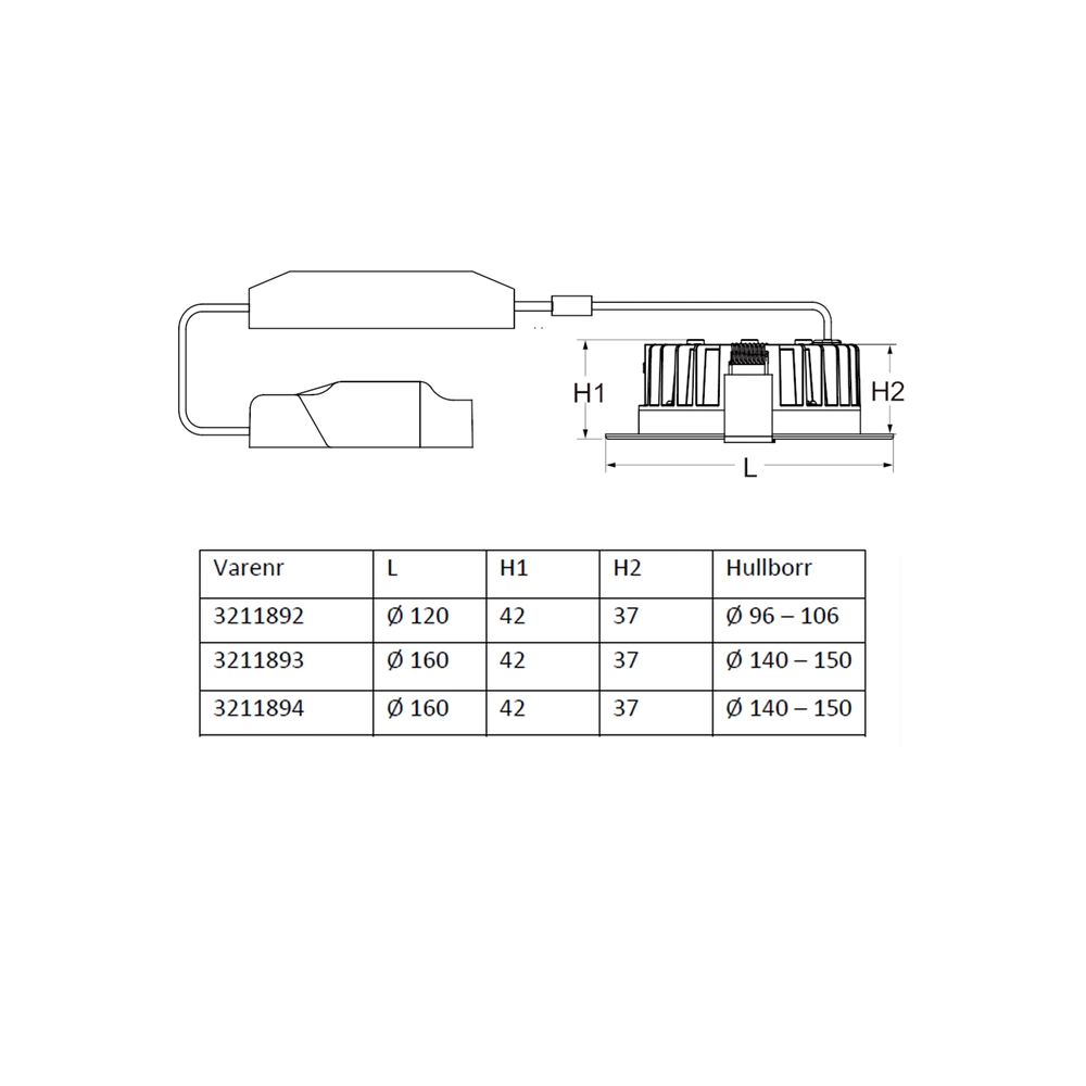 ETLED ROUND III 18W HVIT 3000/4000K IP21 2000lm Ø=230MM