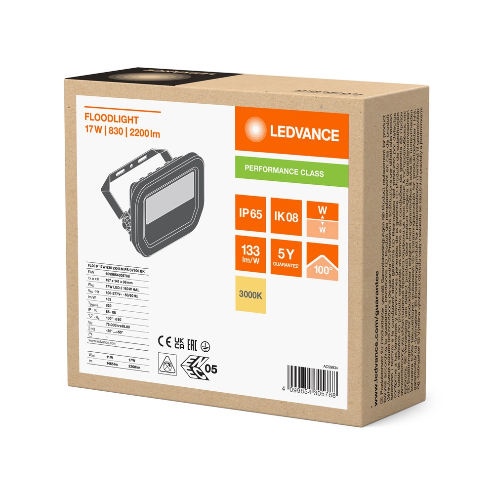 LED LYSKASTER FLOODLIGHT 20W 3000K IP66