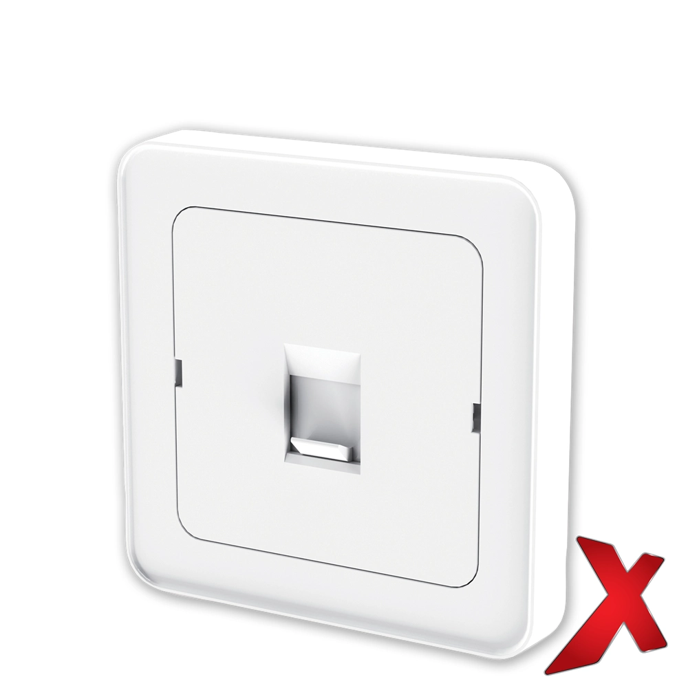 X.DATA DEKSEL 1xRJ45 RETT HVIT DEKSEL / SORT BAKSTYKKE