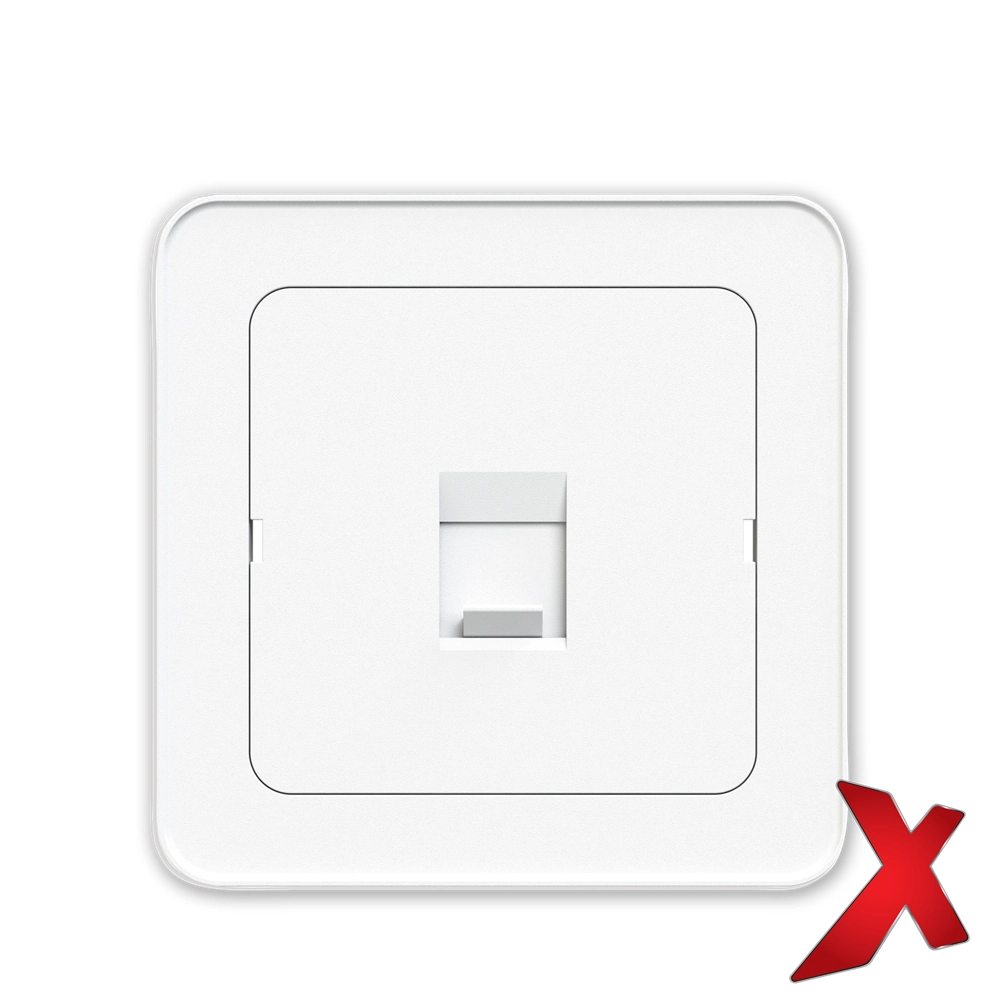 X.DATA DEKSEL 1xRJ45 RETT HVIT DEKSEL / SORT BAKSTYKKE