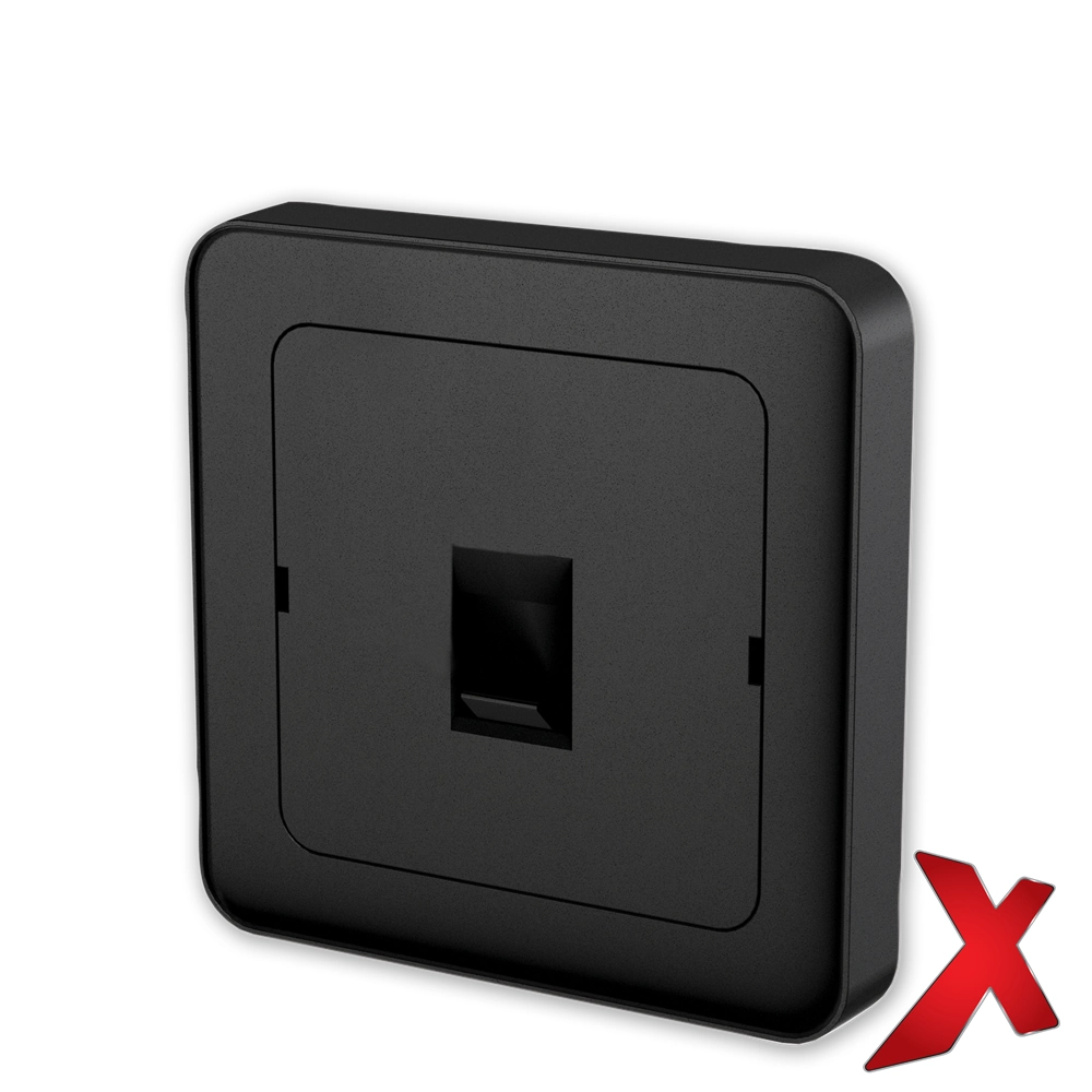 X.DATA DEKSEL 1xRJ45 RETT SORT DEKSEL / SORT BAKSTYKKE