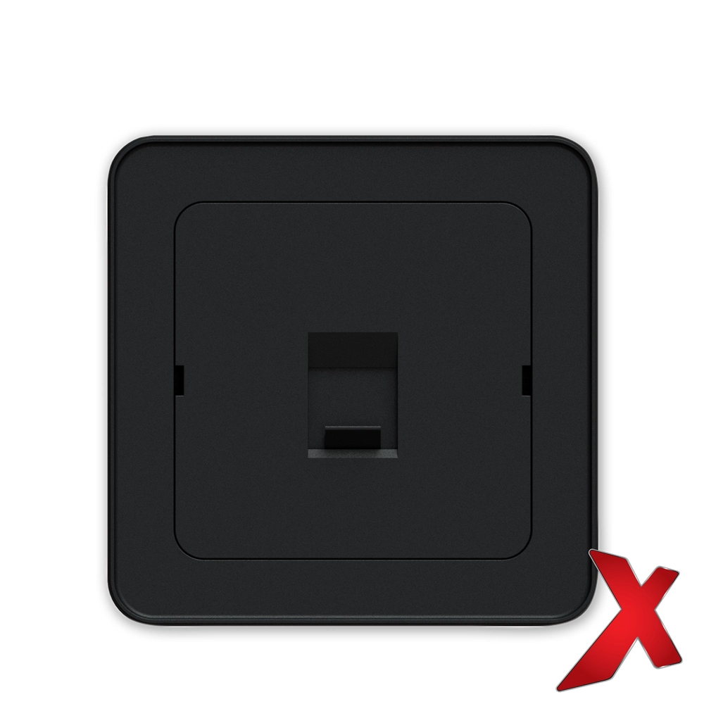 X.DATA DEKSEL 1xRJ45 RETT SORT DEKSEL / SORT BAKSTYKKE