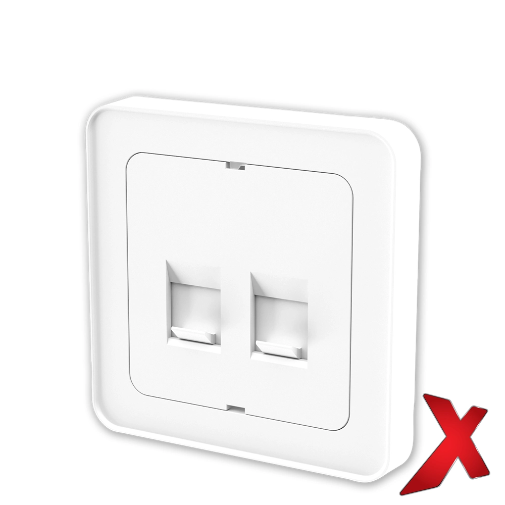 X.DATA DEKSEL 2xRJ45 RETT HVIT DEKSEL / SORT BAKSTYKKE