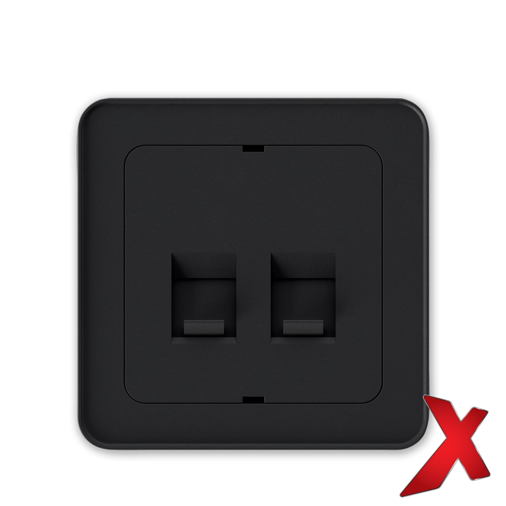 X.DATA DEKSEL 2xRJ45 RETT SORT DEKSEL /SORT BAKSTYKKE