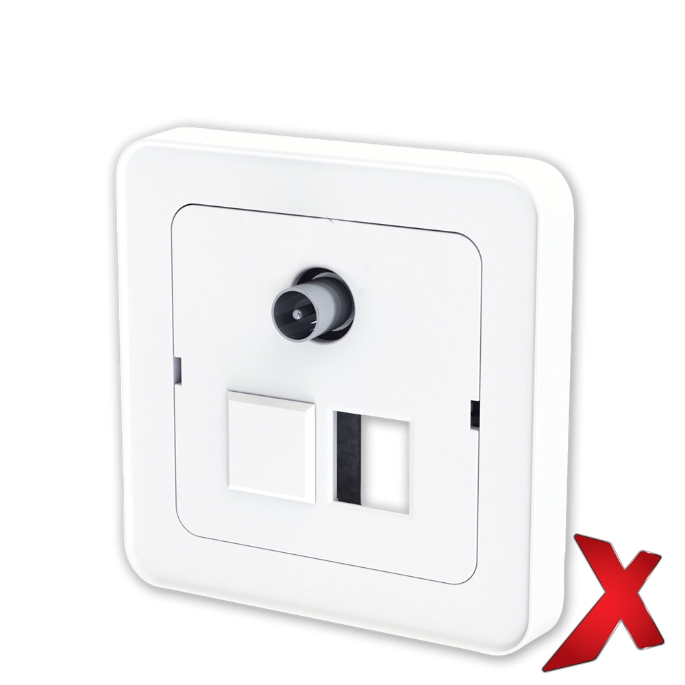 X.DEKSEL 2XRJ45+KOAX HVIT DEKSEL / SORT BAKSTYKKE