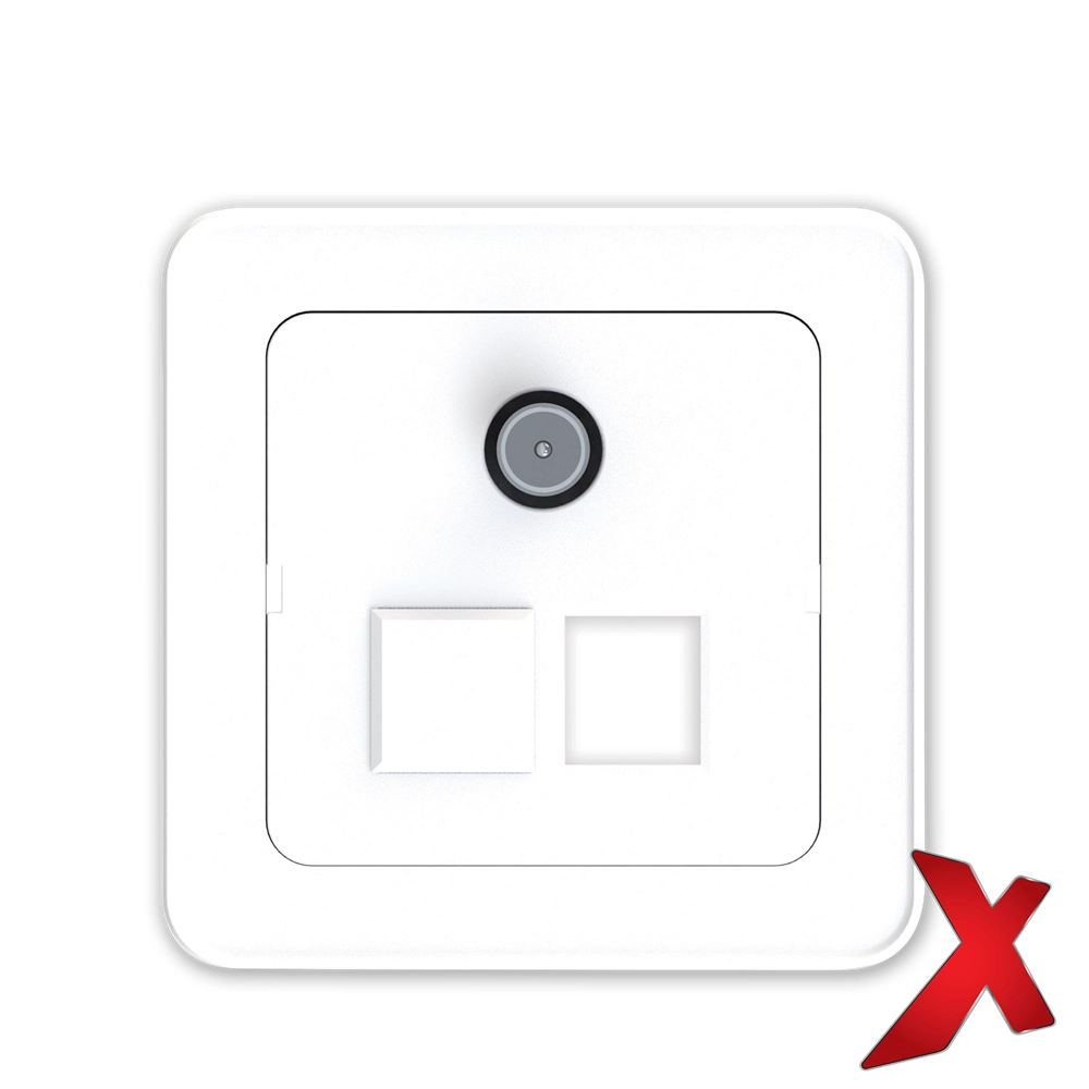 X.DEKSEL 2XRJ45+KOAX HVIT DEKSEL / SORT BAKSTYKKE