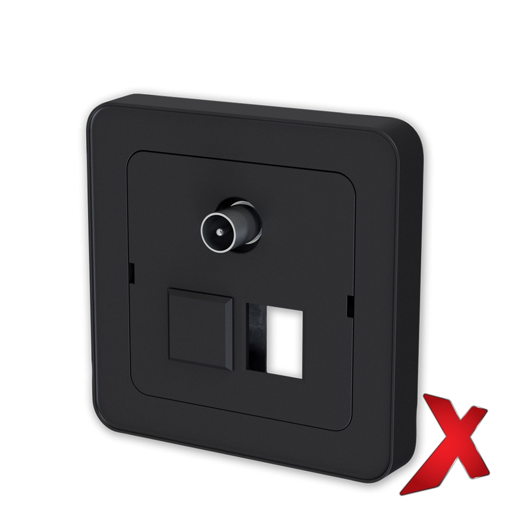 X.DEKSEL 2XRJ45+KOAX SORT DEKSEL / SORT BAKSTYKKE