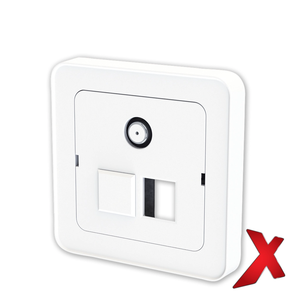 X.DEKSEL 2XRJ45+F-KONTAKT HVIT DEKSEL / SORT BAKSTYKKE