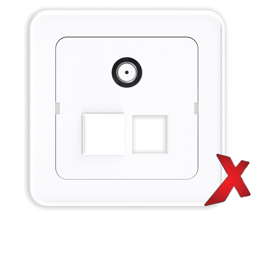 X.DEKSEL 2XRJ45+F-KONTAKT HVIT DEKSEL / SORT BAKSTYKKE