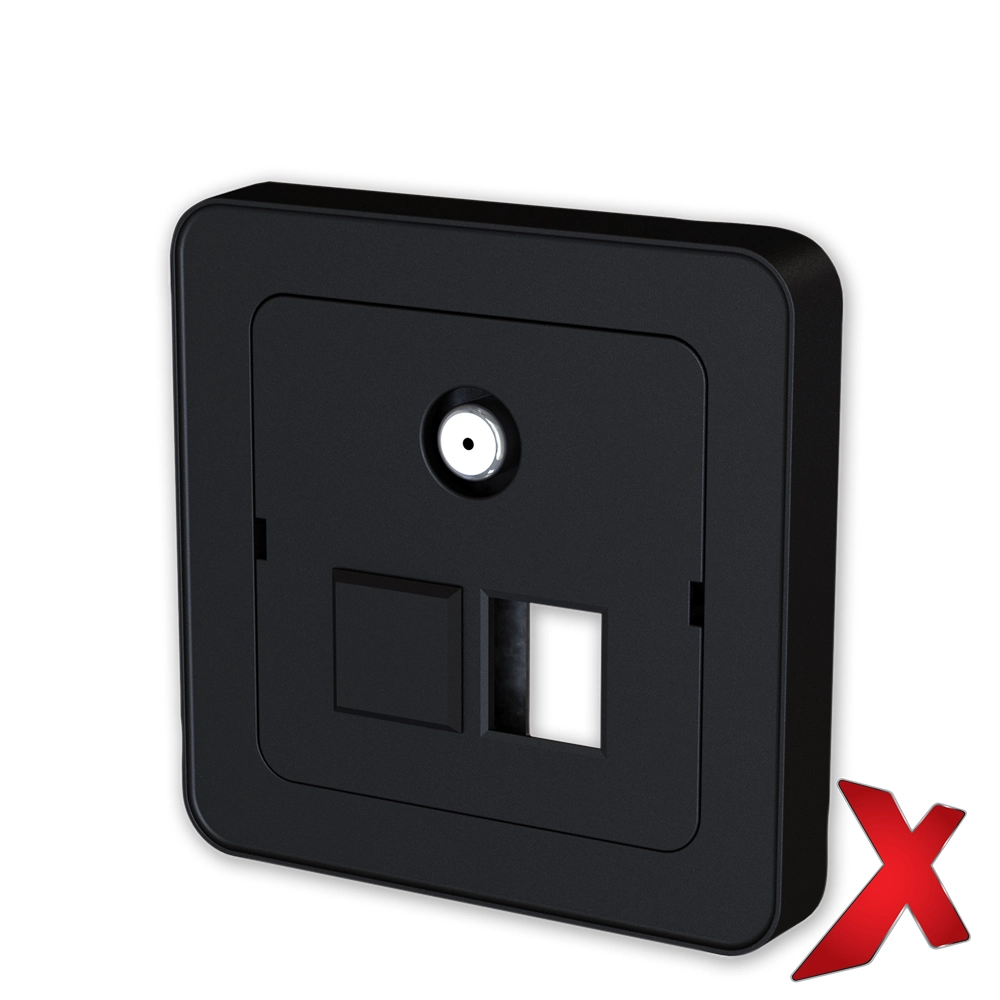 X.DEKSEL 2XRJ45+F-KONTAKT SORT DEKSEL / SORT BAKSTYKKE